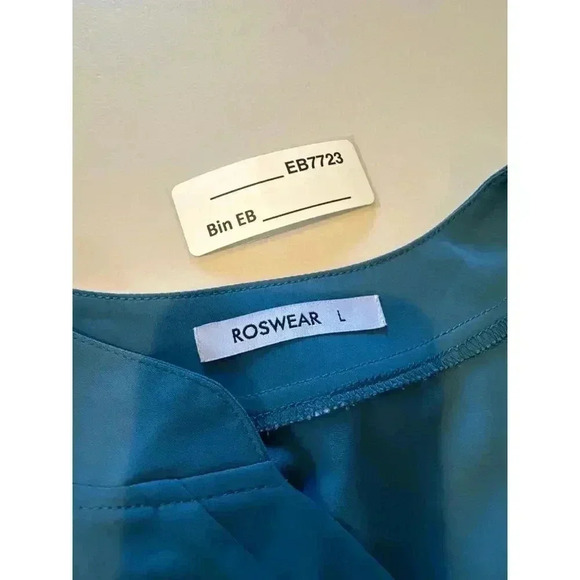Roswear Large Teal V Neck Blouse - Picture 3 of 5